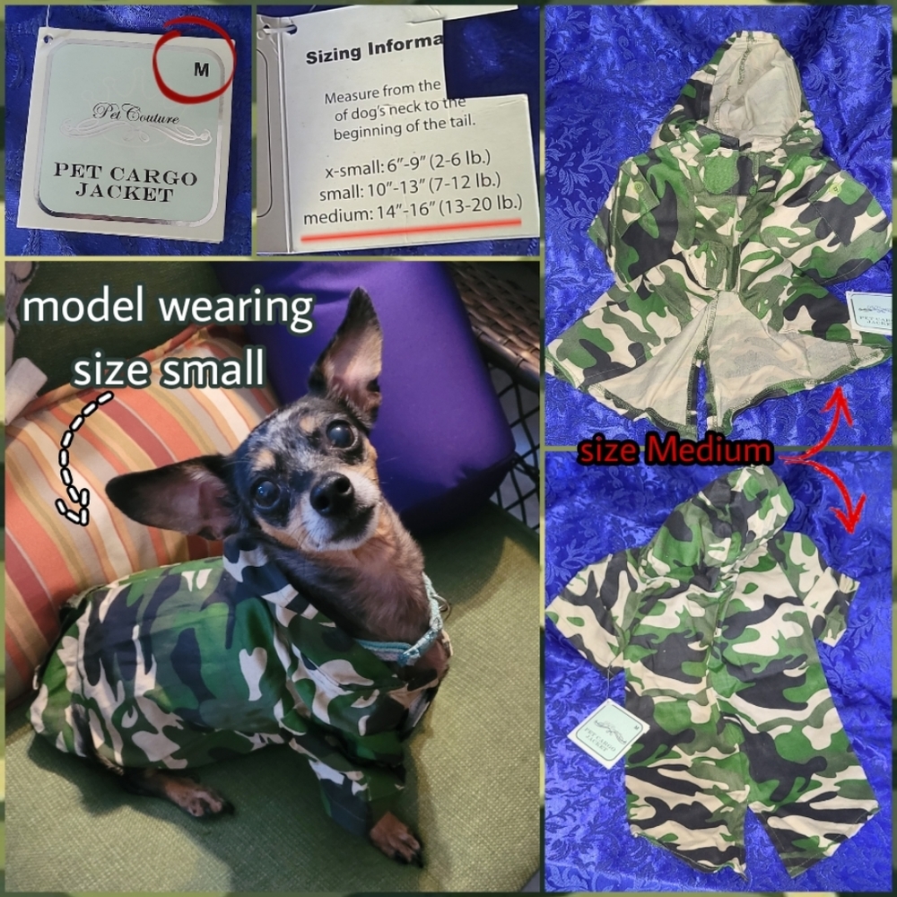 NWT 🪖 Pet Cargo Jacket - Dog Classic Camo Military Fatigues w/ Hood Size Medium